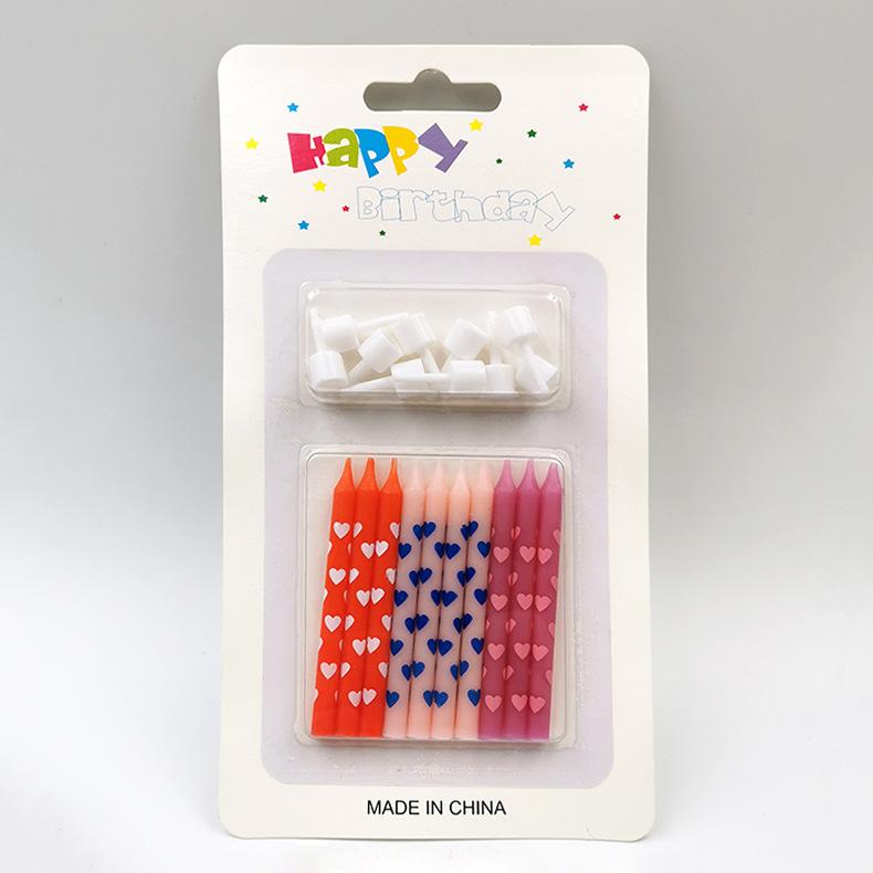 Детские креативные разноцветные свечи для украшения торта, материалы для выпечки, с принтом в форме сердца, признание, свечи для дня рождения
