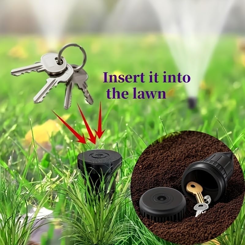 Realistic Sprinkler Head Key Hider - Waterproof Outdoor Key Storage Box for Garden & Yard, 4.5” Small Camouflage Safe for Spare Keys, Cash, Valua
