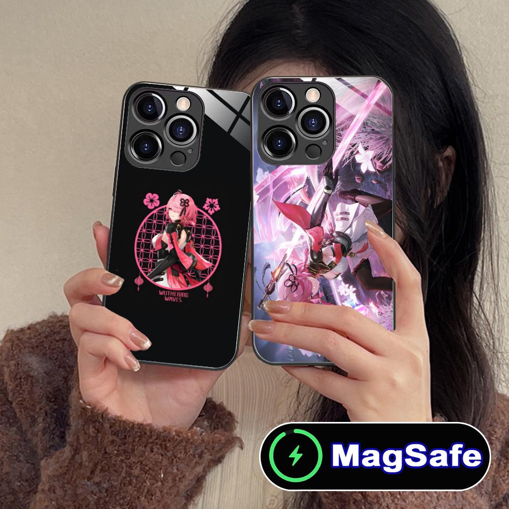 Чехол для мобильного телефона Wuthering Waves Taoqi для iPhone 17 16 15 14 13 12 11 Air Pro Max Plus Mini MagSafe Стеклянный Цветной Чехол Cover