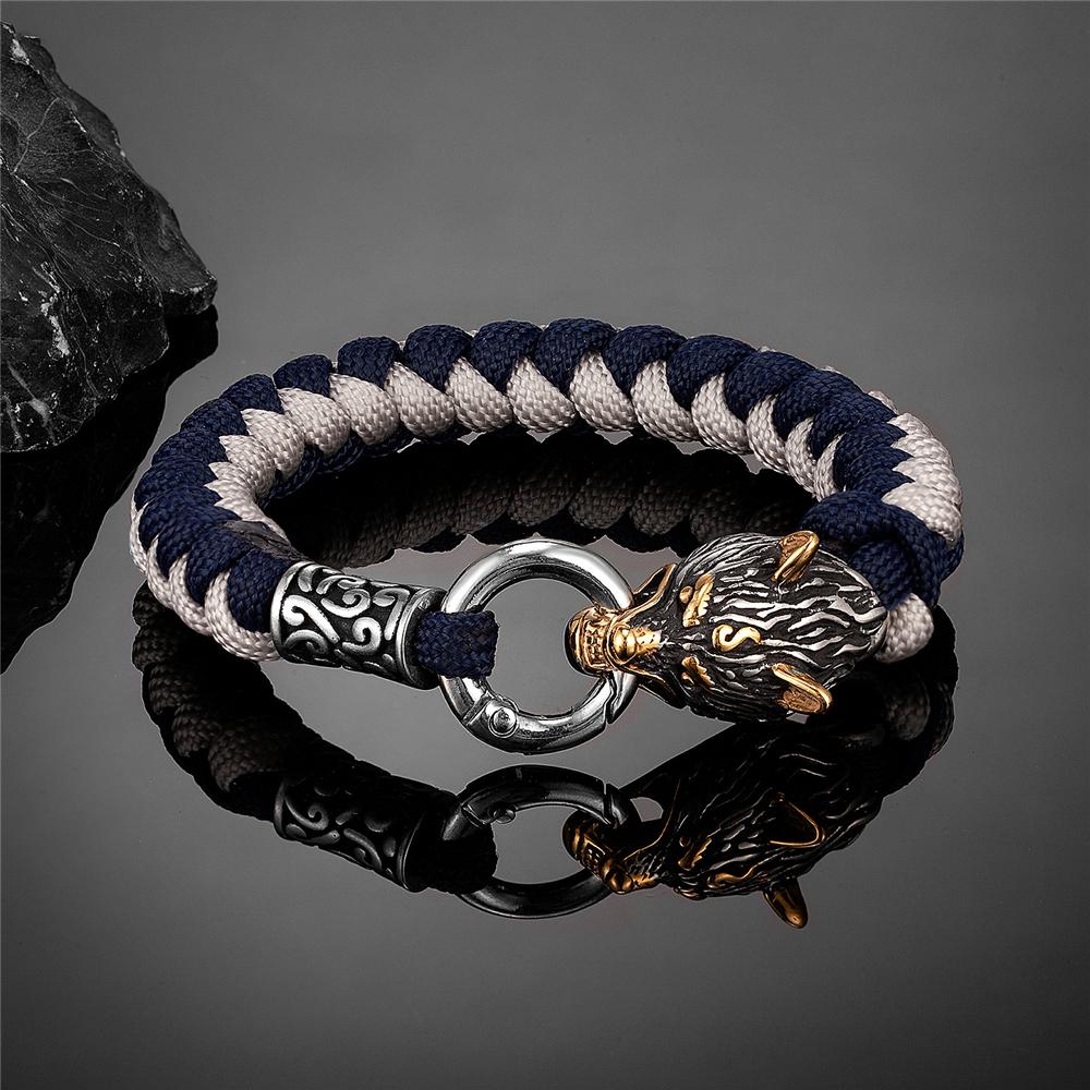 Ретро-скандинавские браслеты для выживания в стиле волка Одина, мужские браслеты для выживания в стиле викингов Geri&Freki из нержавеющей стали, паракордовые веревочные браслеты ручной работы, украшения для активного отдыха