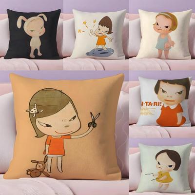 Yoshitomo NNaraS Anime Cushion Cover Plush Fabric Soft DoubleSided Printed Sofa Warm Winter Home Gift Pillow Cover