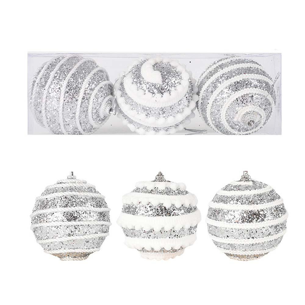 3 шт. 8 см блестящие рождественские шары подвеска пенопласт небьющиеся рождественские подвесные шары набор многоразовые блестящие рождественские елочные украшения