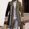 Men Coat 3D Lapel Design Buttons Closure Retro Style Woolen Coat Plaid Print Mid-Length