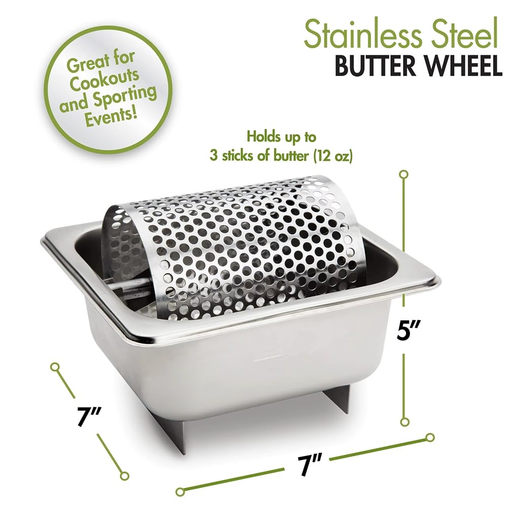 Stainless Steel Butter Wheel Even Melting Dispenser for Smooth Spreading Premium Kitchen Gadget for Perfect American Burgers at Home