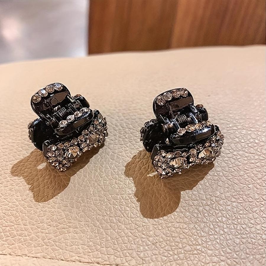 1 набор элегантных зажимов для волос «Бабочка», маленькие зажимы для волос в форме банта из черного велюра с акцентами из стразов, однотонные аксессуары для волос для женщин