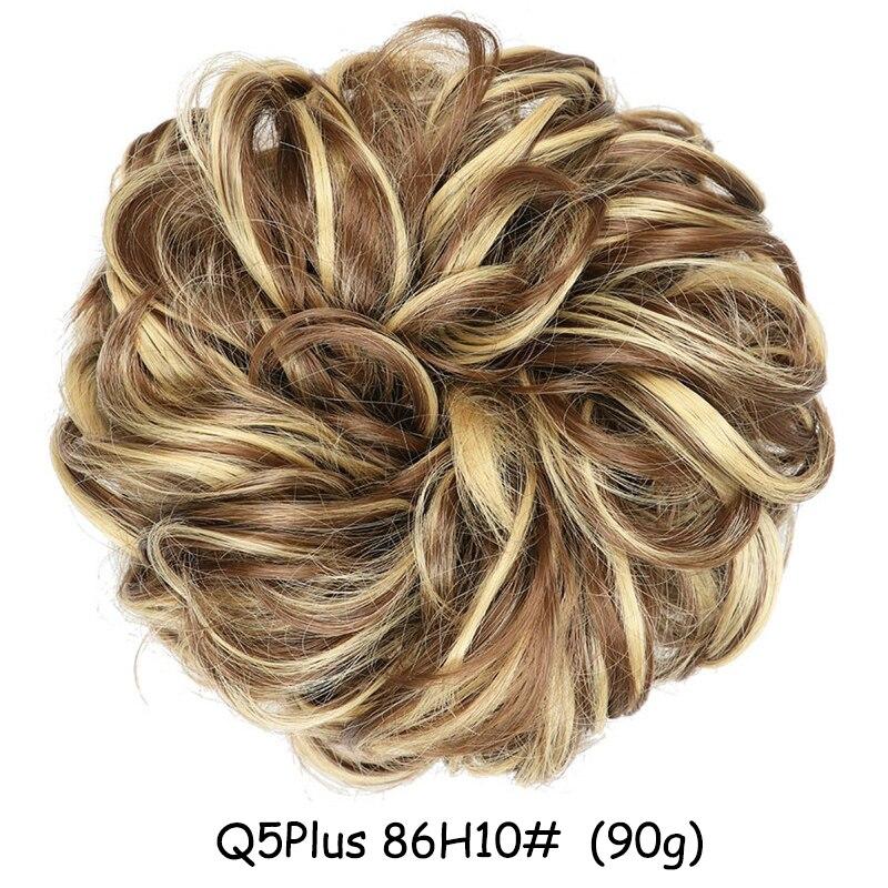 MISS WIG Women Messy Chignon Donut Hair Bun Fake Hair Elastic Chignon Synthetic Fiber Hairpiece Gray Black Brown Color