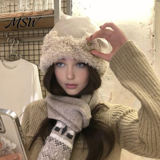 Cozy Thermal Winter Cat Ear Sherpa Fleece Hat for Women, Windproof Protection Fluffy Women Hat, Thick Warm Fuzzy Skull Cap Outdoor Cycling Autumn
