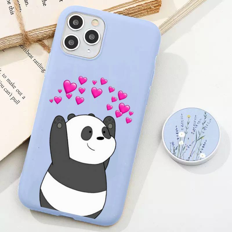 Чехол для телефона с изображением мультяшного аниме-медведя для iPhone 11 12 13 Mini Pro Xs Max 8 7 6 6S Plus X XR Solid Candy Color Case