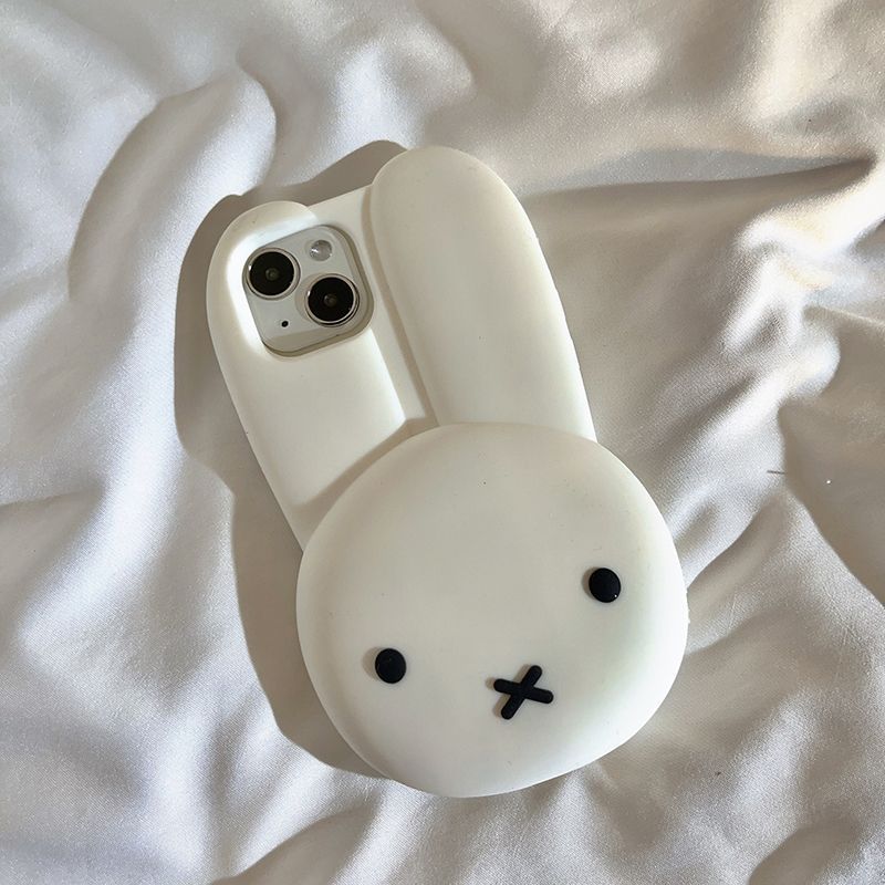 Kawaii Miffy 11/12/13/14/15/16ProMax Phone Case Silicone Anti-drop Simple All-wrap Soft Case Christmas Toy Gift