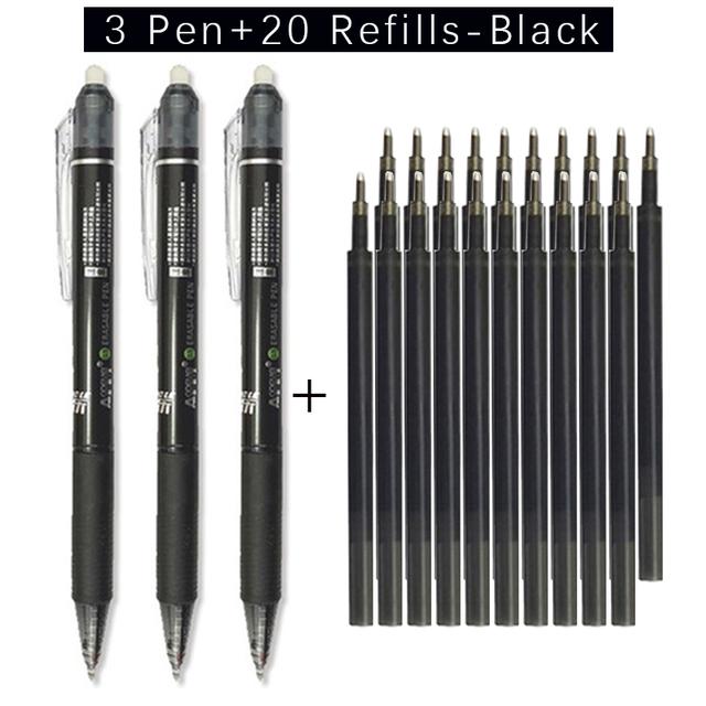 23pcs Large Capacity Erasable Gel Pen Set With 0.5mm Pen Refill Magic Replaceable Rods Washable Handle School Office Stationery