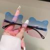 Милые солнцезащитные очки в форме котенка для детей Новые безободковые многоцветные декоративные очки Модный дизайн Градиентные детские солнцезащитные очки
