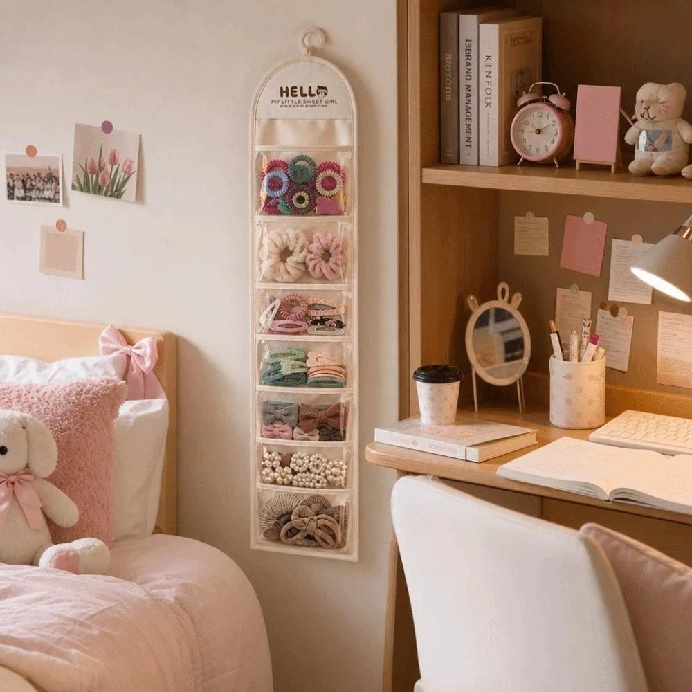 7 Grid Underwear Storage Bag Wall-mounted Hair Accessory Bag Space Saving Hanging Bag Organizer