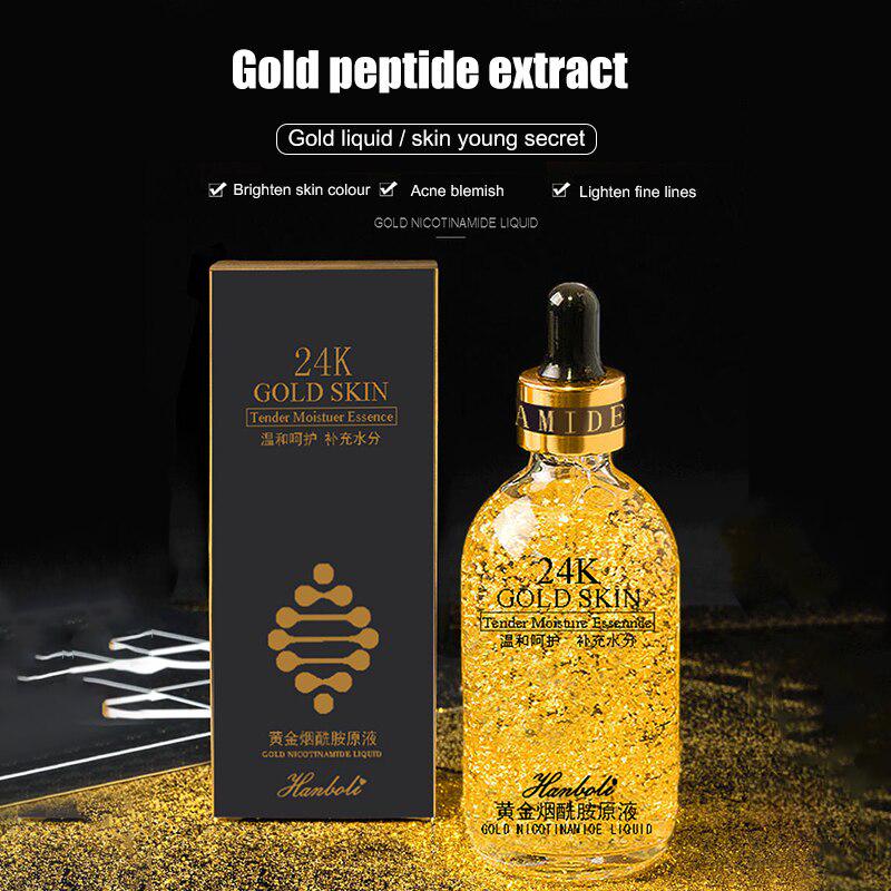 24K Gold Tense Moisture Essence Сыворотка с чистой гиалуроновой кислотой против морщин Золотая никотинамидная жидкая эссенция для ухода за кожей