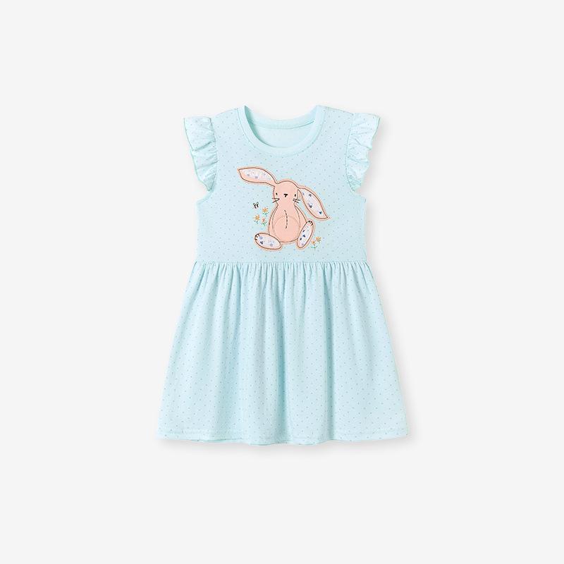 Повседневное летнее платье с мультяшным принтом для девочек Little Maven - Короткий рукав, юбка