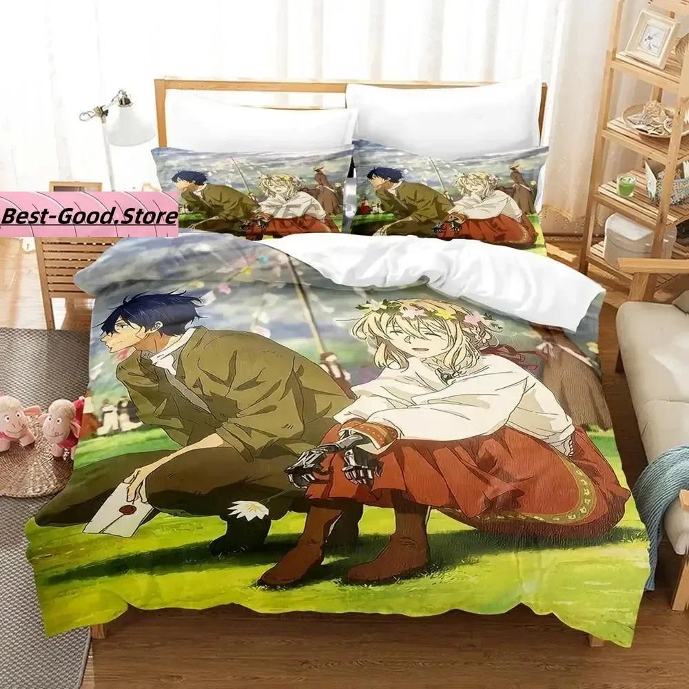 Постельное белье Violet Evergarden Односпальное Двуспальное Полный Размер Queen King Размер Постельный Комплект Взрослый Детская Спальня Комплекты с пододеяльником 3D Аниме Комплект постельного белья