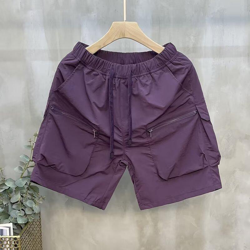 2024 Трендовые унисекс свободные шорты с карманами на молнии - Японский стиль