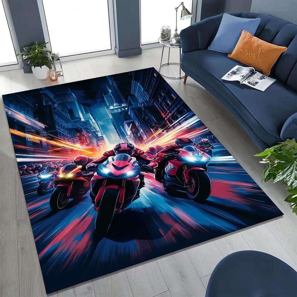 Персонализированный коврик с рисунком мотоциклиста для спальни, гостиной, дивана, дома, придверный коврик, декор, большой детский нескользящий коврик для пола
