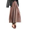 Women Midi Skirt Elastic High Waist Solid Color Loose Fit Long Skirt