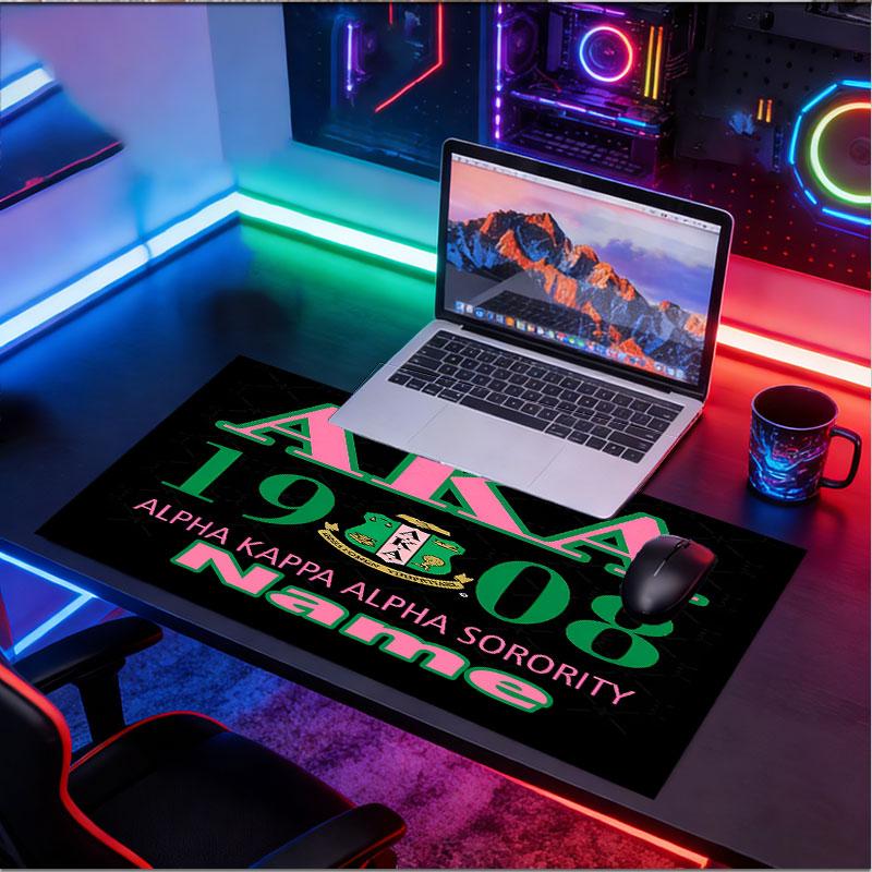 Custom Name Personalized Alpha Kappa Alpha Pattern Mousepad, Laptop PC Desk Mat, Decorative Desk Mat for Home Keyboard Pad Gift