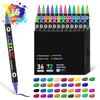 Acrylic Paint Markers 6ML Double-Headed Two-Color Acrylic Marker Pen Children's Painting Stationery Set 72 Colors Pen Marker Pen