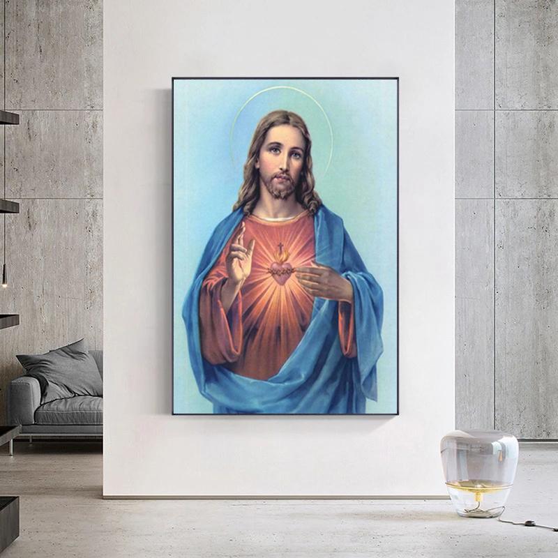 Классическое христианское священное сердце Иисуса и Марии, холст, картины, постеры, принты, настенное искусство для декора гостиной, cuadros
