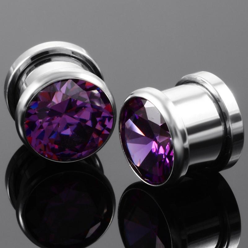 Ушной расширитель для ушей, туннельный манометр, унисекс, стальной блестящий хрустальный корпус, ювелирный винт, 2 шт.