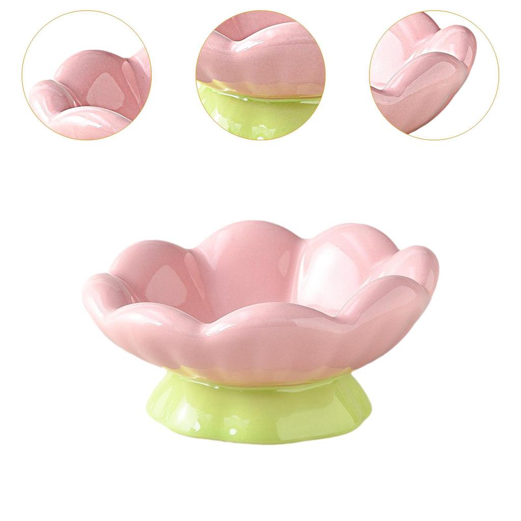 Pet Bowl Pet Feeder Ceramic AntiSlip Shallow Wide Feeding Accessory Elevated