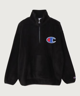 Big C Logo Oversized Half Zip Fleece Black