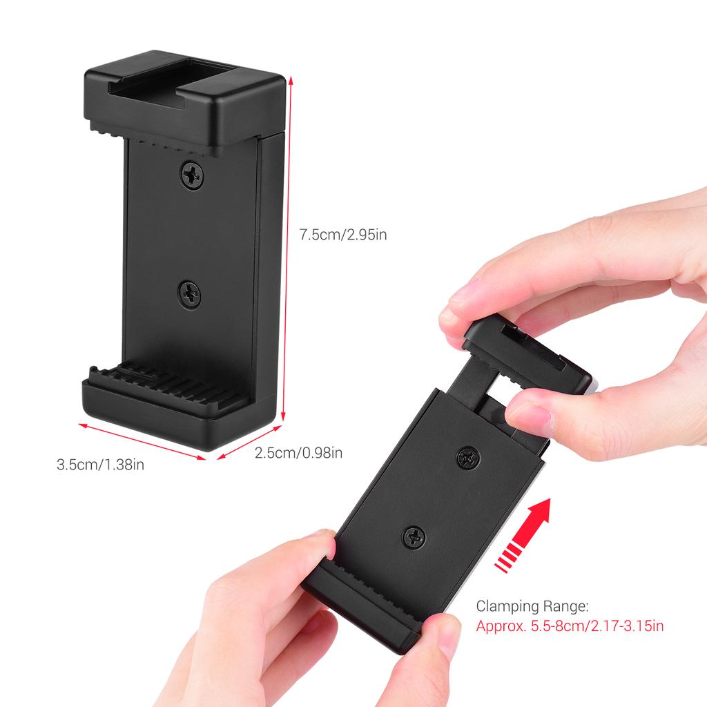 Phone Tripod Mount Adapter Phone Holder Clip with Dual 1/4 Threads Cold Shoe for Tripod Selfie