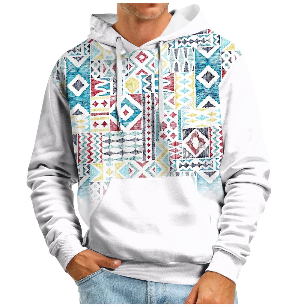 Модный свободный мужской и женский свитер с капюшоном с длинным рукавом и принтом