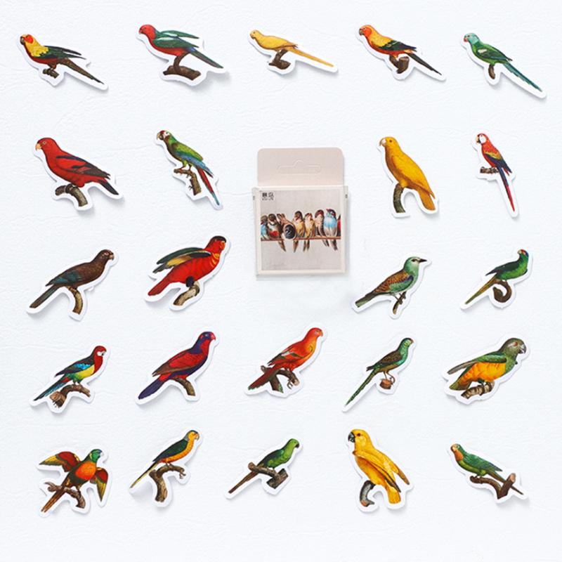 46pcs/box Cute Bird Stickers Boxed Mini Paper Sticker Animal Decoration Scrapbooking Label Sticker Notebook Phone Case Decor