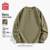 Мужская футболка-henley с вафельной текстурой, с длинным рукавом