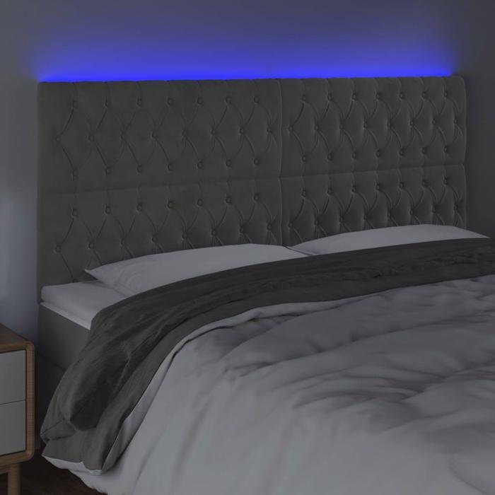 VidaXL LED Headboard Bedroom Furniture Double Bed Accessory Head of Bed Frame Interior Light Grey 3122820