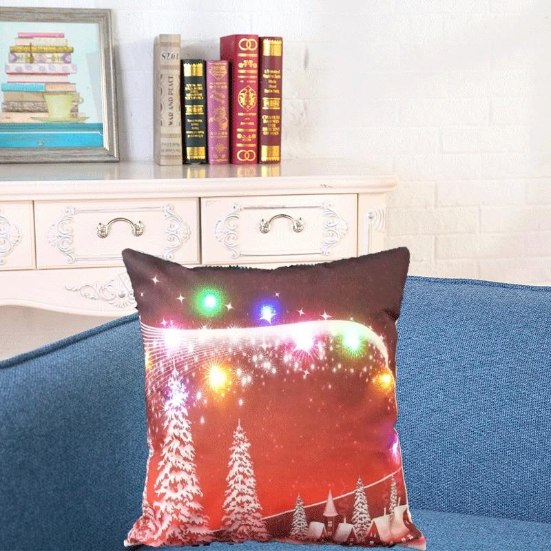 Elegant Cotton Linen Pillow Cover With Led Lights For Charming Christmas Decor