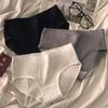 Cotton Underwear Women's Mid Waist Briefs Simple Breathable Girls' Plus Size Triangle Panties