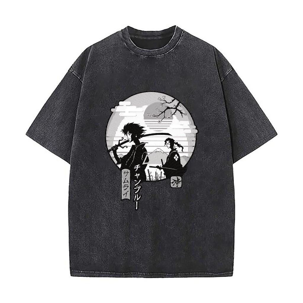 SAMURAI CHAMPLOO Свободные укороченные футболки с коротким рукавом в уличном стиле