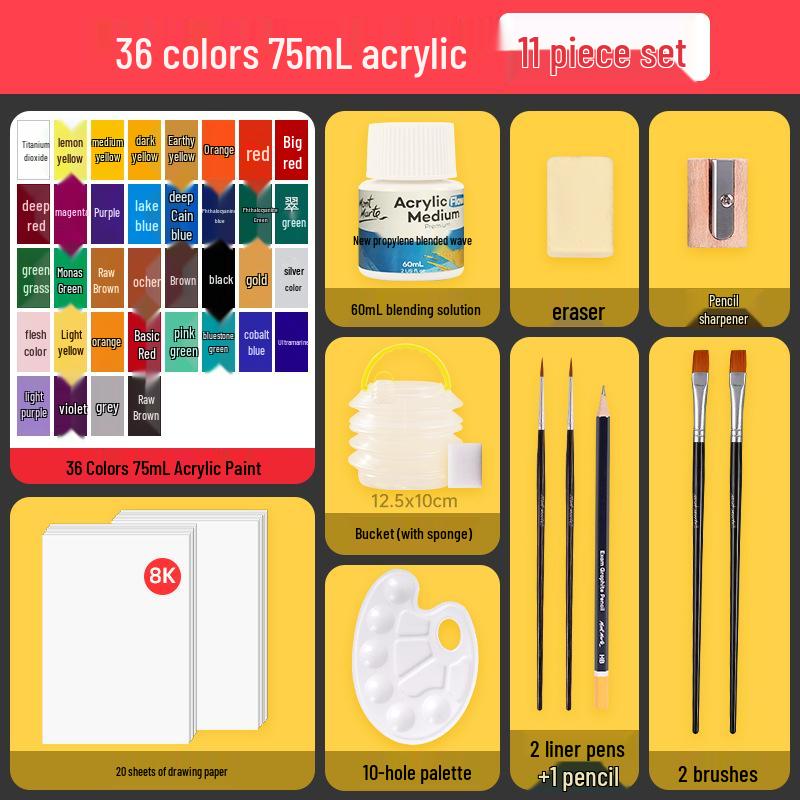 Montmartre 75ml Waterproof Non-Fading Acrylic Paint Set: Perfect for Children’s Textiles and Art Projects, Sunscreen Formula