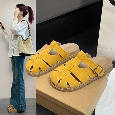 Модная сумка, тапочки с головой, женская обувь, ретро, толстая подошва, полые тапочки-свинки, крутые тапочки, женские ленивые тапочки