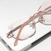 Stylish Female Trendy Reading Glasses Fashion High Definition Hyperopia Eyewear Men Women Diamond Rimless Far Sight Eyewear+4.0