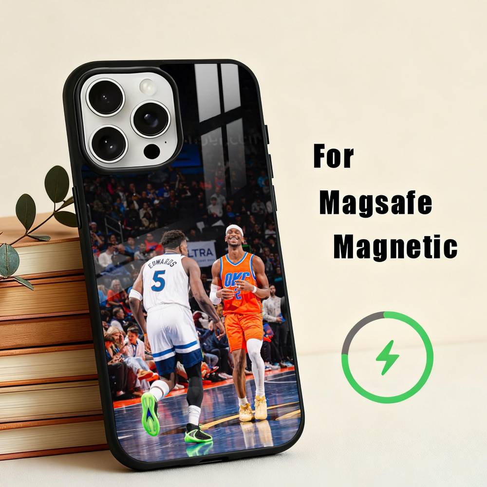 SGA B-Баскетбол G-Защита S-Ша Чехол для телефона Для iPhone17,16,15,14,13,12,11 Plus,Pro Max Магнитный Для Magsafe Беспроводная зарядка