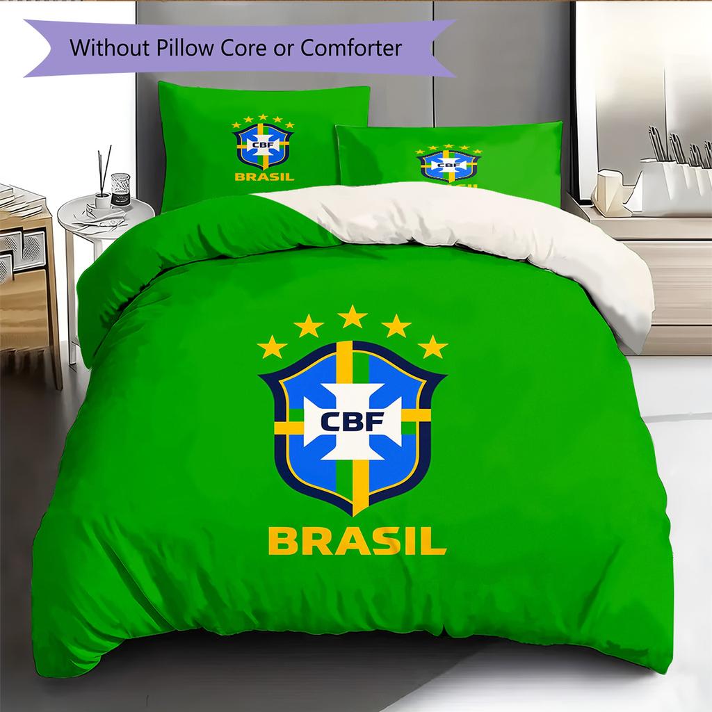 Brazil national football team Pattern Bedding Quilt Set Home Decoration Gift (1 * duvet cover + 2 * pillowcase without core)