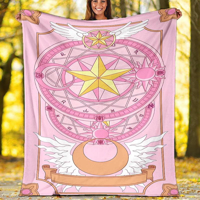 Sakura Kinomoto Theme Printed Blanket - Perfect for Couch, Bed, Travel & Outdoor Use | Machine Washable, Cozy & Durable.
