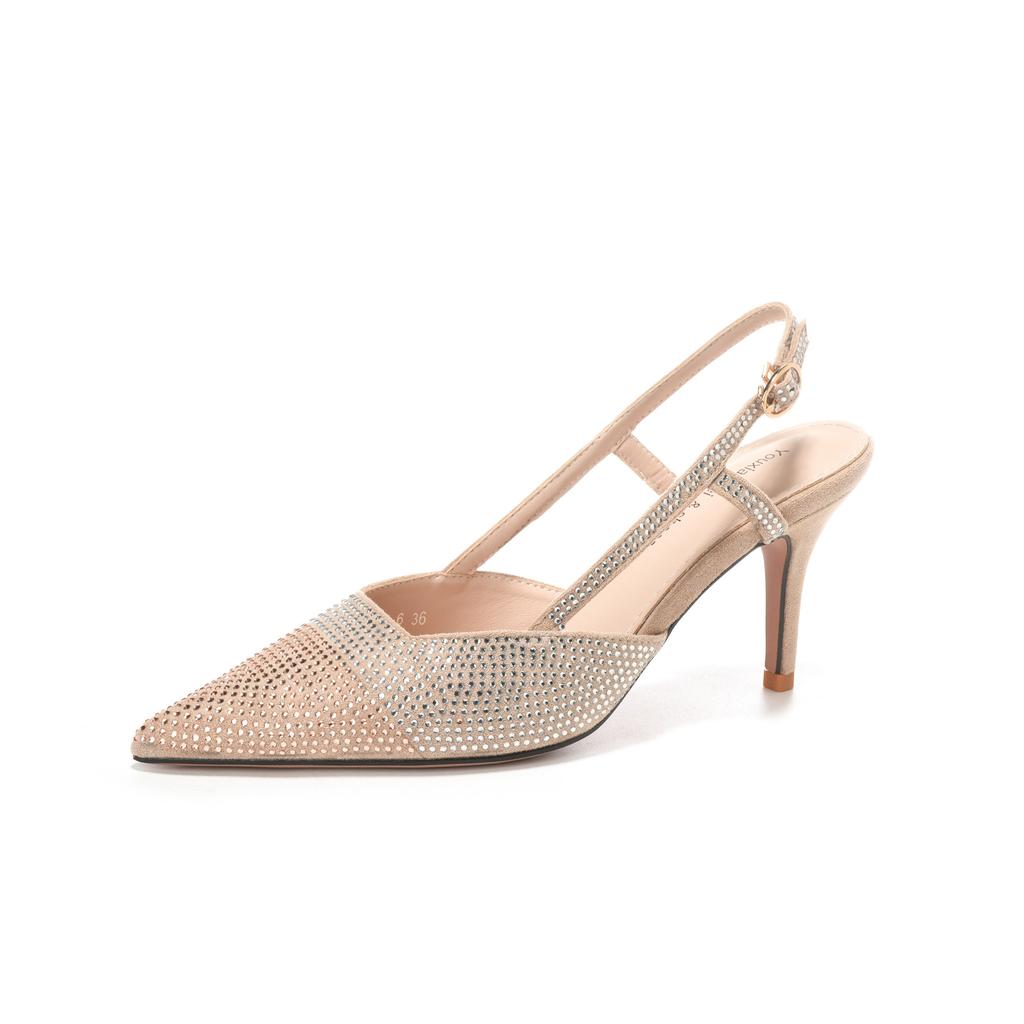 Липкий алмазный корень сумка каблук передняя сумка пустая задняя сандалии крутые блестящие высокие каблуки шпилька вечеринка