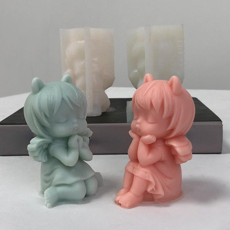 3D Молитвенный Ангел Силиконовые Формы Ароматизированная Свеча Гипсовая Форма DIY Эпоксидная Гипсовая Форма Орнамент Форма Украшения Дома