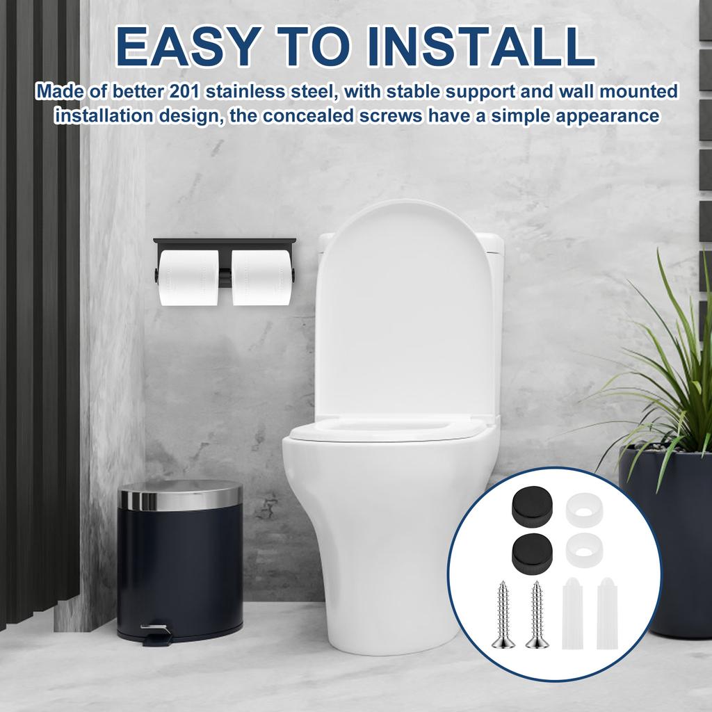 Держатель для туалетной бумаги из нержавеющей стали, настенный, двойной, диспенсер для бумажных полотенец с полкой для телефона, кухонные и ванные принадлежности