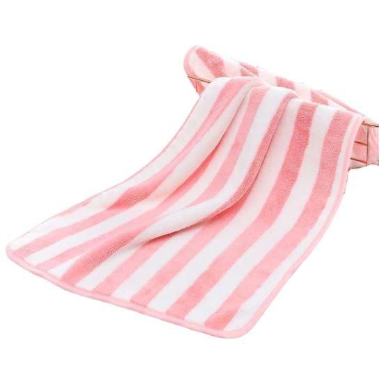 Bath Towel Super Soft Wide Striped Non-Fading Highly Absorbent Ultra-Thick Absorb Water Coral Velvet Thickened Bath Face Towel Washcloth Home Supplies