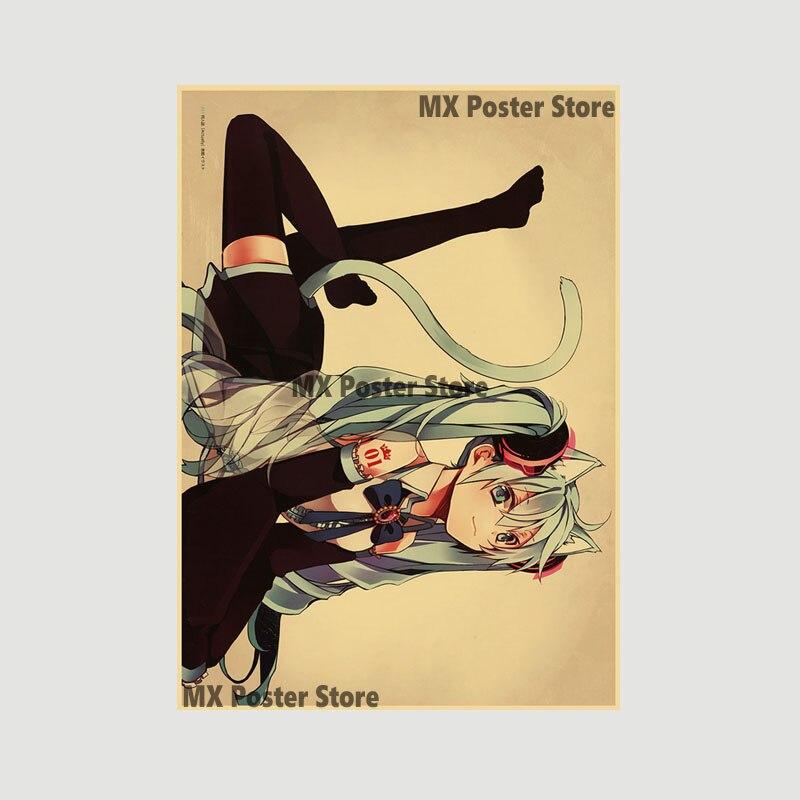 Аниме идол мультфильм певец Мику плакат HD печать крафт-бумага ретро настенные художественные фотографии спальня декоративная живопись домашний декор подарки