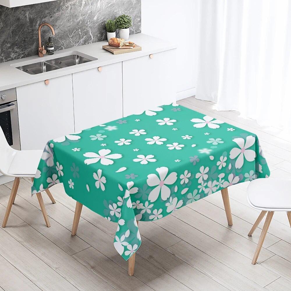 Простая скатерть с цветочным рисунком, водонепроницаемая и маслостойкая, прямоугольная, для свадебной вечеринки, ресторана, стола, украшения кухни