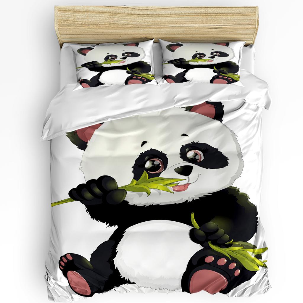 Cartoon Kawaii Panda Duvet Cover Bed Bedding Set Home Textile Quilt Cover Pillowcases Bedroom Double Bedding Set No Sheet
