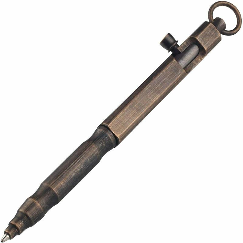 Портативная твердая латунная ручка с болтом и кольцом квадратной формы в стиле ретро, карманная деловая подпись